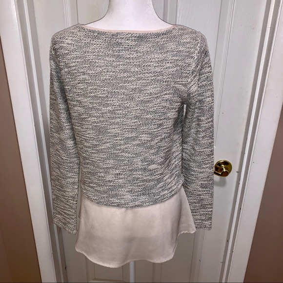 WH|BM Cream and Black Sweater With Peplum Bottom - Picture 3 of 7